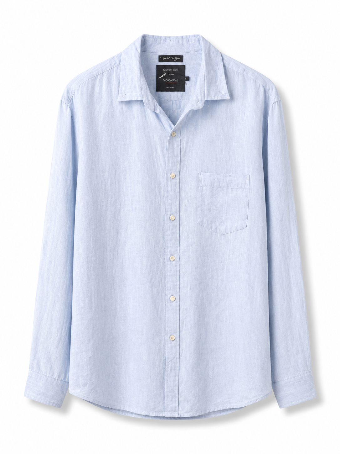 Mo Casual slim fit linen shirt size L powder blue