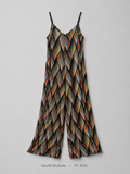 Wave Print Spaghetti Strap Wide-Leg Jumpsuit in Multicolour