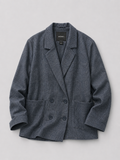 Monkl Glen Plaid Oversized Blazer Navy Large