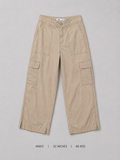 Anko Wide Leg Cargo Pants – 32 Inches, warm khaki with patch and flap cargo pockets and side slits