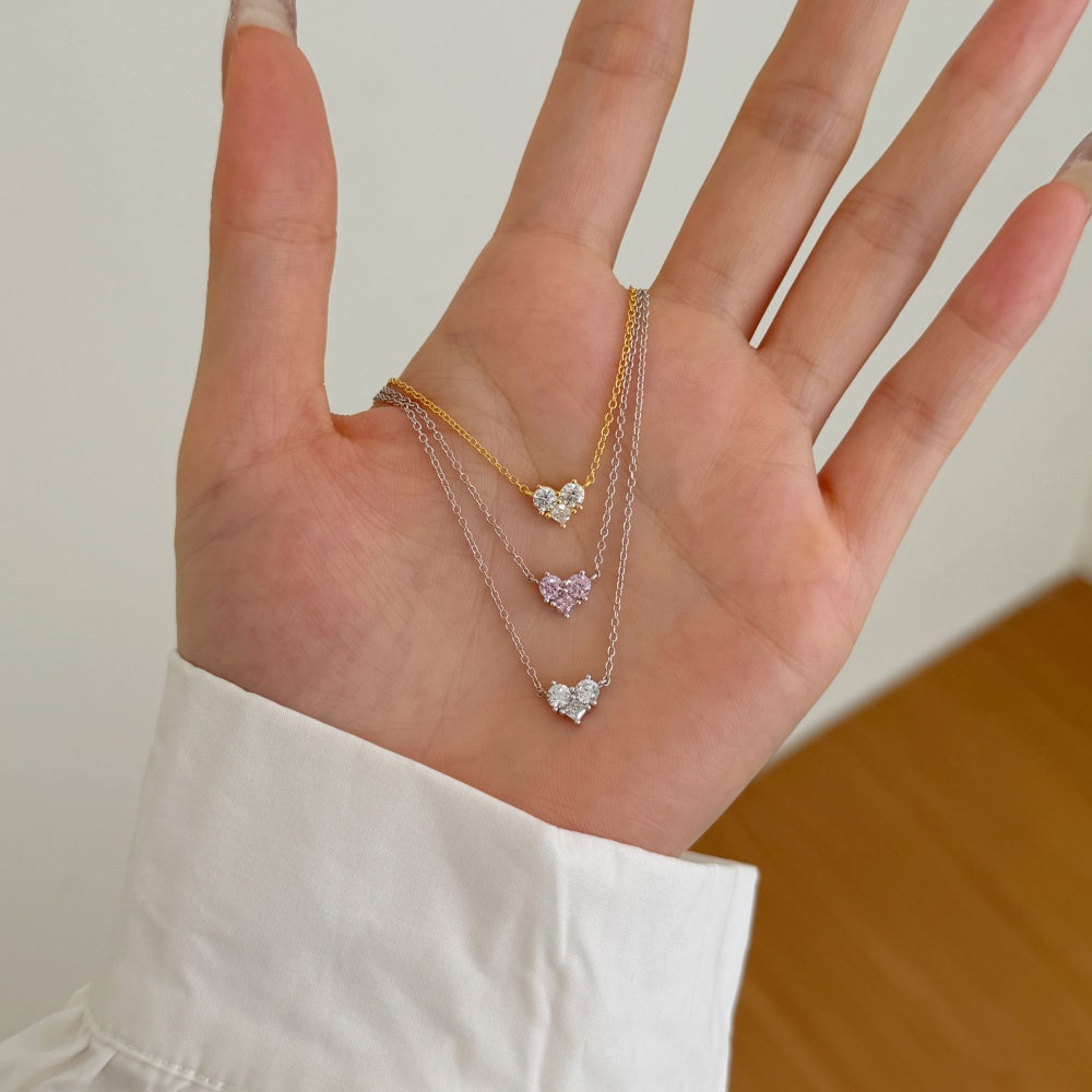 Tiny Love Heart Pendant Necklace · 5A CZ · Rhodium-Finished S925