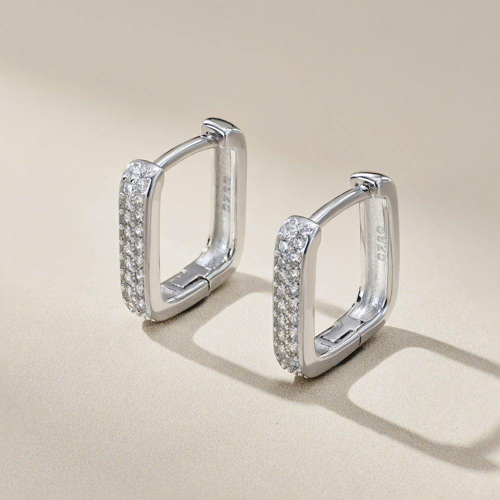 U-Shaped Hoop Earrings · Rhodium-Finished S925