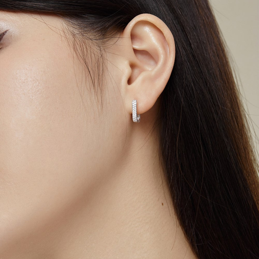 U-Shaped Hoop Earrings · Rhodium-Finished S925