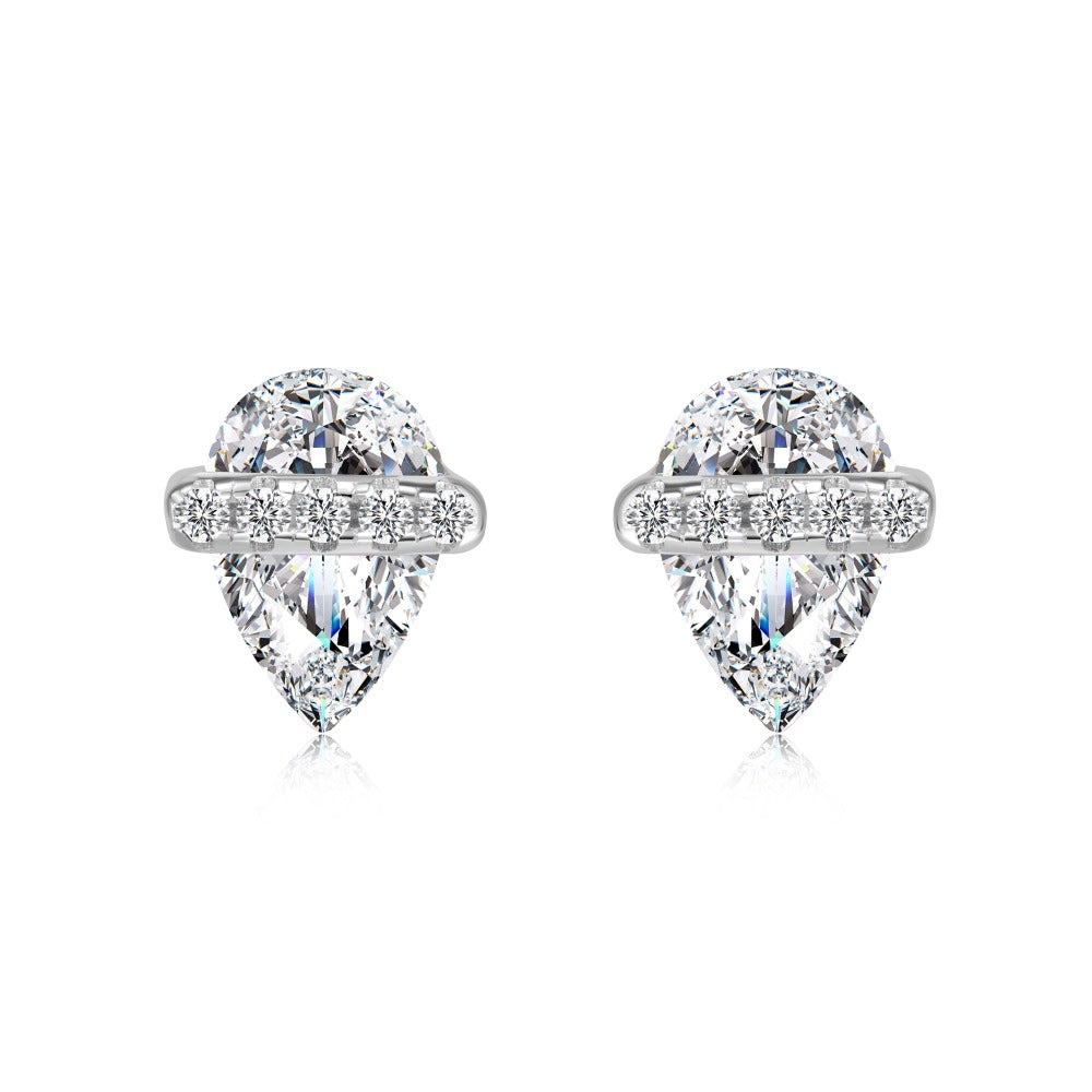 Pear Shape Stud Earrings · Rhodium-Finished S925