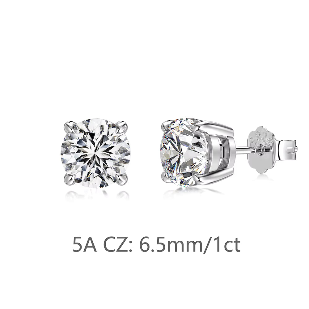 Solitaire Stud Earrings · Rhodium-Finished S925