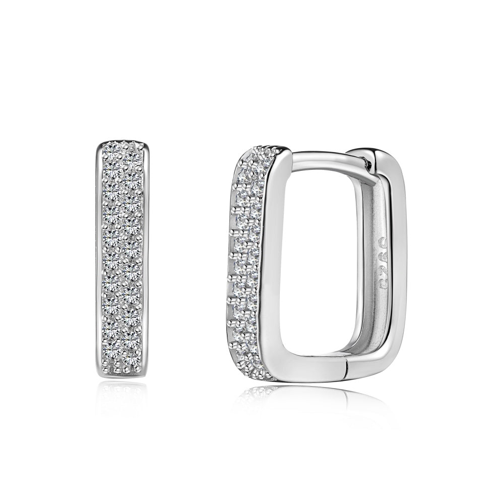 U-Shaped Hoop Earrings · Rhodium-Finished S925