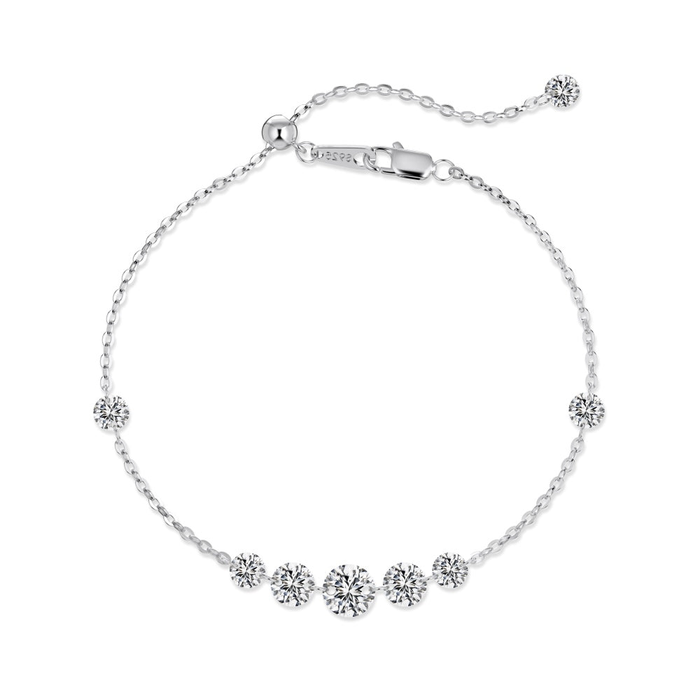 Sparkling 5A CZ Pendant Bracelet · Rhodium-Finished S925