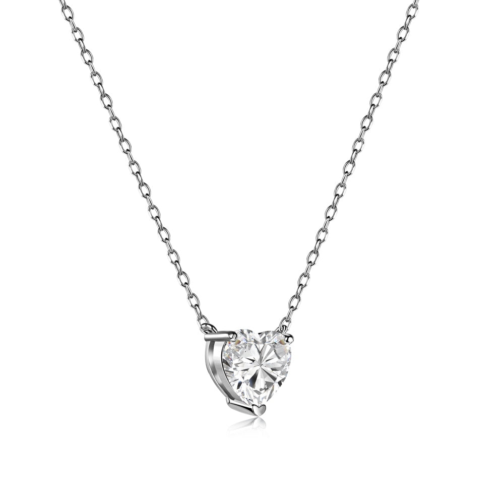 Love Heart Pendant Necklace · Rhodium-Finished S925