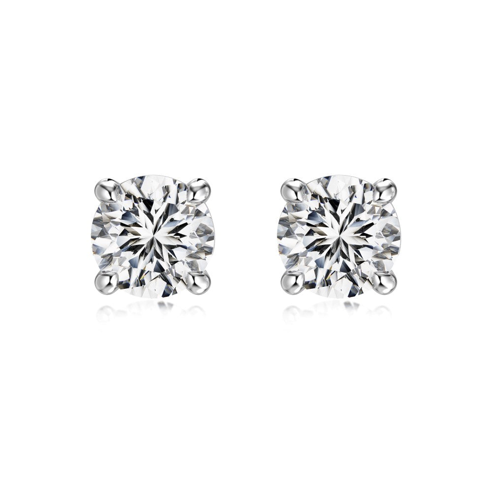 Solitaire Stud Earrings · Rhodium-Finished S925