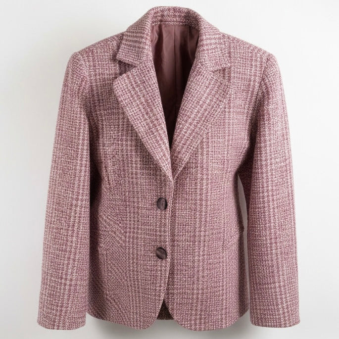 Dusty rose tweed blazer full view