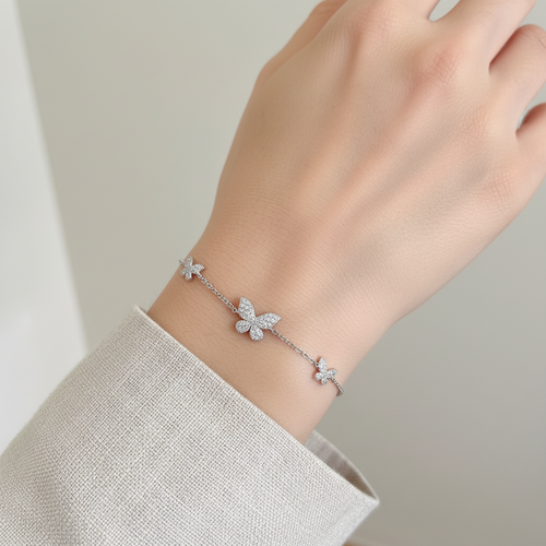 Butterfly Moissanite Bracelet · D VVS1 · Rhodium-Finished S925