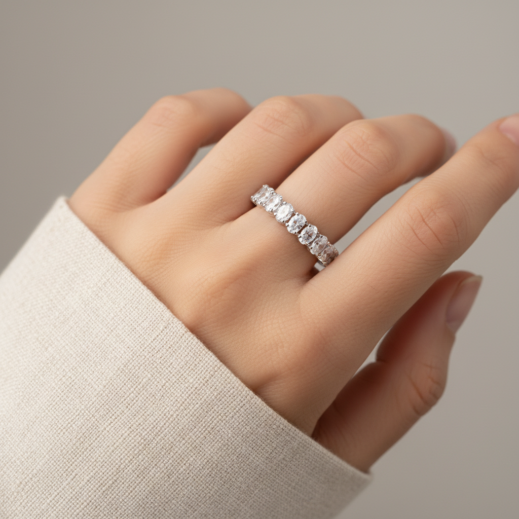 Eternity Band Ring Rhodium-Finished S925 - LA VÉGA